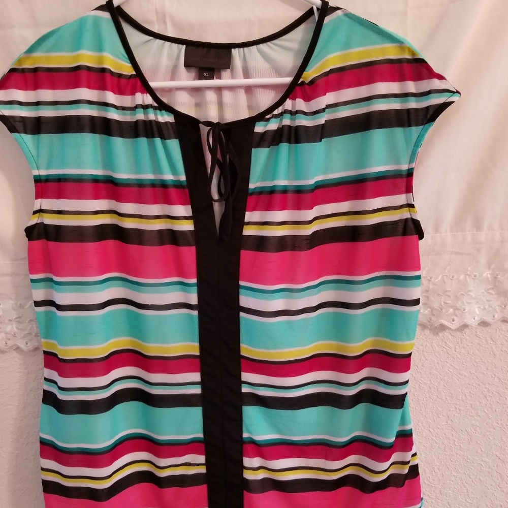 Striped Keyhole Blouse